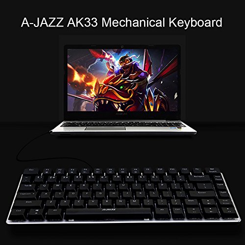 Docooler AJAZZ AK33 Mechanical Gaming Keyboard E-Sport Keyboard 82 Teclas USB Wired Blue Switches Anti-Ghosting para PC Portátil Ordenador Portátil Escritorio (Negro)