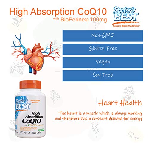 Doctor's Best Coq10 De Alta Absorción Con Bioperine, 100Mg - 120 Vcaps 120 Unidades 100 g
