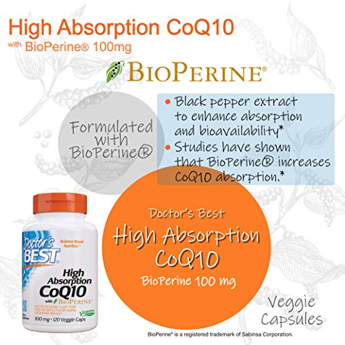 Doctor's Best Coq10 De Alta Absorción Con Bioperine, 100Mg - 120 Vcaps 120 Unidades 100 g