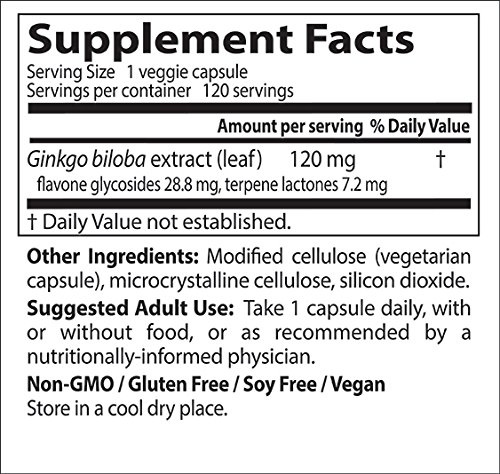 Doctor's Best Extra Strength Ginkgo, 120mg - 120 vcaps 120 Unidades 120 g