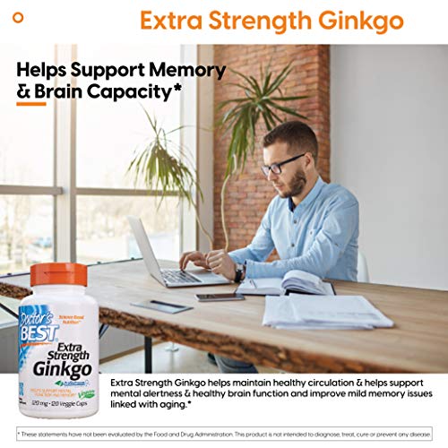 Doctor's Best Extra Strength Ginkgo, 120mg - 120 vcaps 120 Unidades 120 g