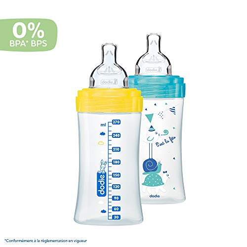 Dodie Sensation+ - Set de 2 biberones, 270 ml, color lagoon