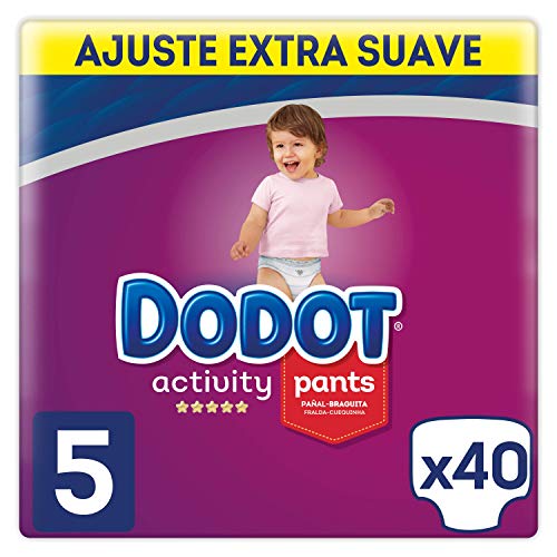 Dodot Activity - Pants Pañal-Braguita Talla 5, Fácil de Cambiar con Canales de Aire, 40 Pañales, 12 a 17 kg