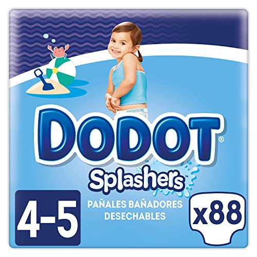 Dodot Splashers Talla 4, 88 Pañales bañadores desechables, 9-15 kg, no se hinchan y fácil de quitar