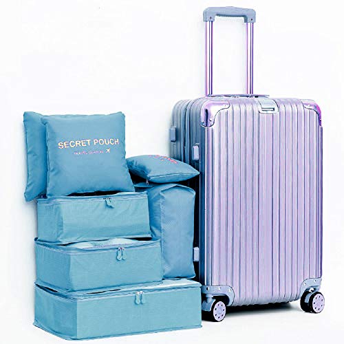 DoGeek- 7 en 1 Set de Organizador de Equipaje Viaje con Bolsa de Zapato,Impermeable Organizador de Maleta Bolsa para Ropa Sucia de Viaje, Material Nylon