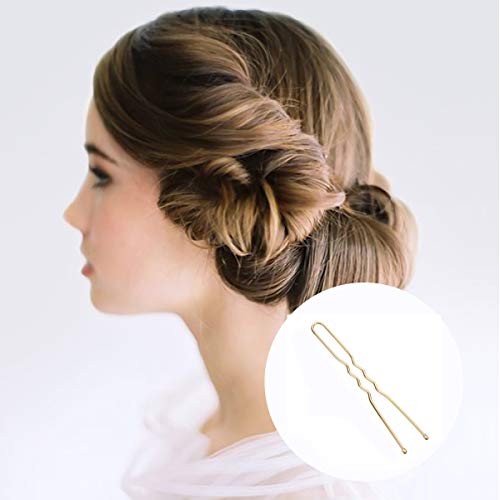 Dokpav 200 Piezas de Pasadores en Forma de U Horquilla de Pelo de Moño, Dorado