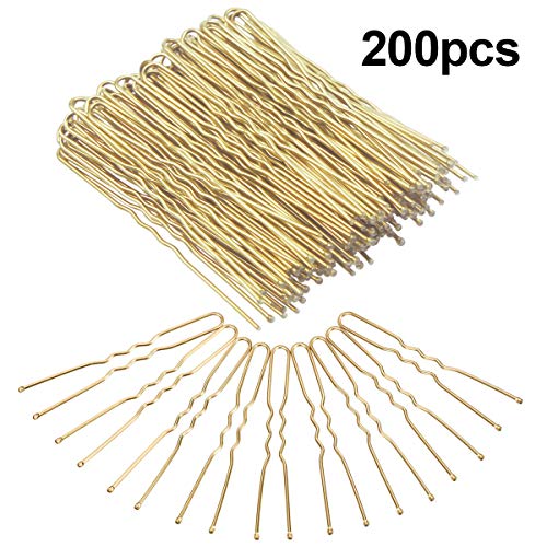 Dokpav 200 Piezas de Pasadores en Forma de U Horquilla de Pelo de Moño, Dorado