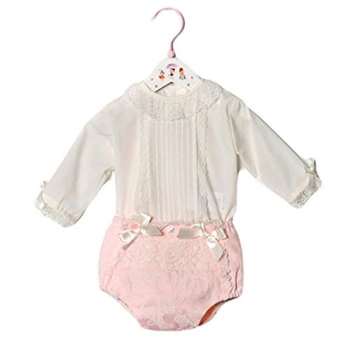 DOLCE PETIT - Conjunto Blusa Y Braga bebé-niños Color: Rosa Talla: 1M