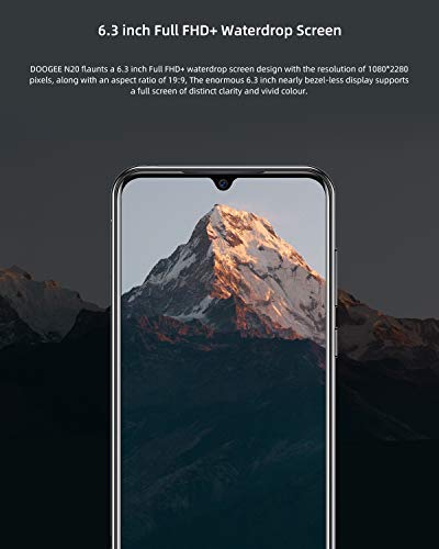 DOOGEE N20 Telefono Movil Libres 4G, Android 9.0 Smartphones Libres Dual Sim Octa Core 4GB RAM+64GB ROM, 6.3 Pulgadas FHD+，Cámara 16MP+8MP+8MP+16MP, 4350mAh Face ID+Huella Digital - Púrpura