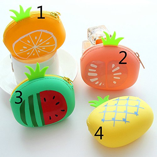 Dosige 1PCS Mujer Mini Cartera,Monedero con Cremallera, Bolso de Llave,Forma de Fruta Linda de Billetera,Material de Silicona Size 9.5x7.5x4.5cm (Fresa roja)