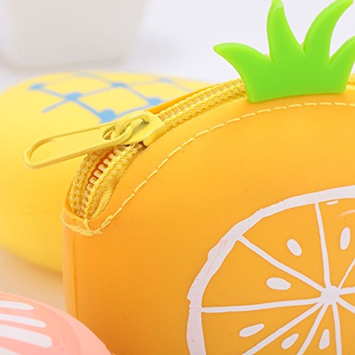 Dosige 1PCS Mujer Mini Cartera,Monedero con Cremallera, Bolso de Llave,Forma de Fruta Linda de Billetera,Material de Silicona Size 9.5x7.5x4.5cm (Fresa roja)