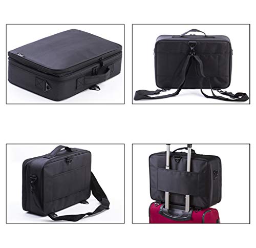 Doubleblack Grande Bolsa Maquillaje Neceser para Maquillaje Profesional Maletin Organizador Estuch Viaje con Brochas Compartimentos 37x27x13 cm Negro