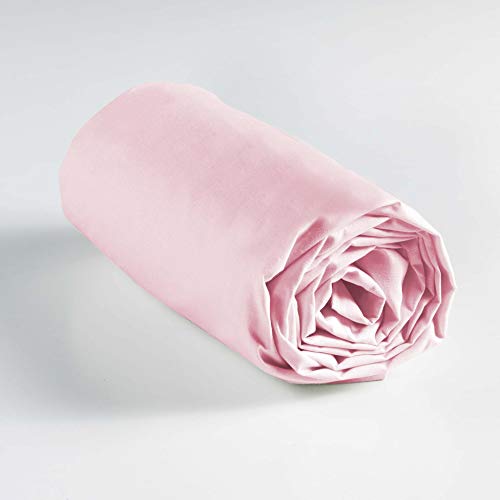 Douceur d'Intérieur - Sábana Bajera para Cama Individual (90 x 190 cm), Color Rosa Claro