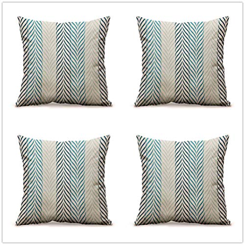 DOUFUZZ Funda de cojín de Rayas de Lino Simple Fundas de Almohada Decorativas para el hogar Decoración para sofás Camas Sillas Regalos para el día de la Madre 45x45cm L (4 Piezas)