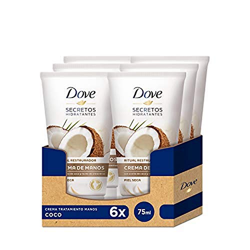Dove Aceite de Coco y Leche de Almendras Crema de Manos, paquete de 6 (75 ml x 6)