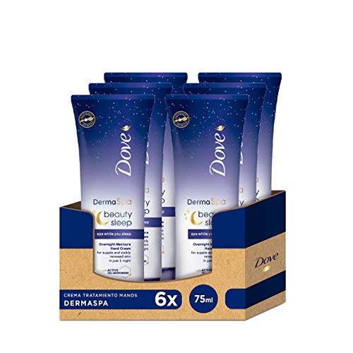 Dove Dermaspa Crema Tratamiento Manos Night - Pack de 6 x 75 ml (Total: 450 ml)