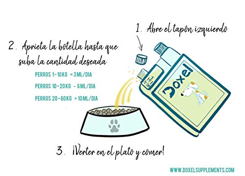 Doxel 4all-250ml Aceite para Perros| Suplemento Natural | Sistema Inmunitario Reforzado| Articulaciones sanas| Pelo Brillante| Piel Sana| Ácidos grasos Omega 3 6 9| Vitamina E| Alergias Perro|Natural