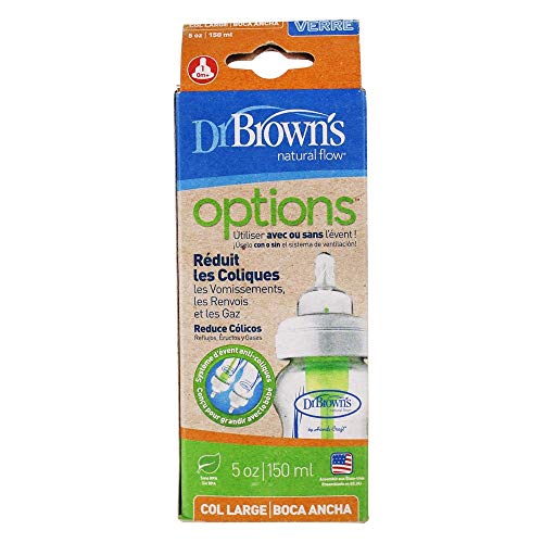 Dr. Brown's Options Cristal - Biberón de boca ancha, 150 ml