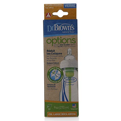 Dr. Brown's Options Cristal - Biberón de boca ancha, 270 ml
