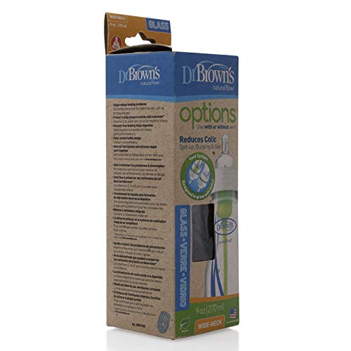 Dr. Brown's Options Cristal - Biberón de boca ancha, 270 ml