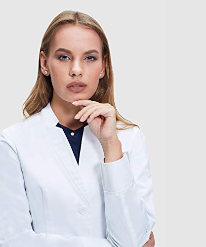 Dr. James Bata de Laboratorio Mujer, Corte Entallado, Puños Doblados (36 (S))