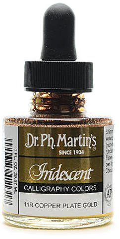 Dr. Ph. Martin's Iridescent Calligraphy Color (11R) Botella de tinta, Placa de cobre Oro