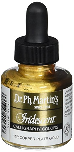 Dr. Ph. Martin's Iridescent Calligraphy Color (11R) Botella de tinta, Placa de cobre Oro