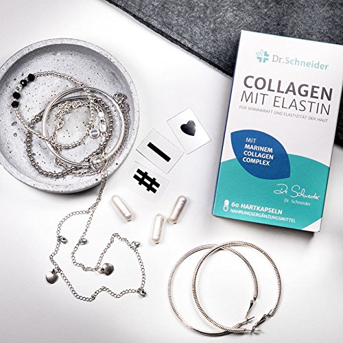 Dr. Schneider collages con elastina para resistencia y piel firme - 60 cápsulas de dosis altas - colágeno marino de muy alta calidad - hecho en Alemania