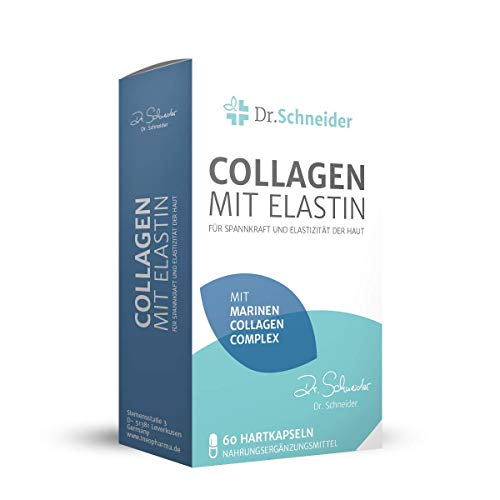 Dr. Schneider collages con elastina para resistencia y piel firme - 60 cápsulas de dosis altas - colágeno marino de muy alta calidad - hecho en Alemania