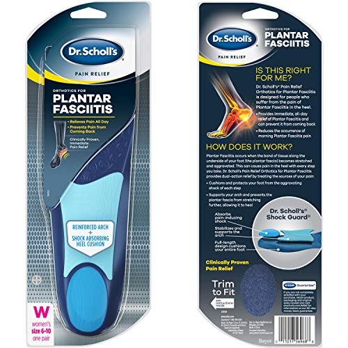 Dr. Scholl's Analgésico para la fascitis plantar para mujeres, 1 par, tamaño 6 – 10