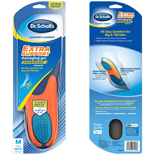 Dr. Scholl's Comfort and Energy plantillas de apoyo extra para hombres, 1 par, tamaño 8 – 14