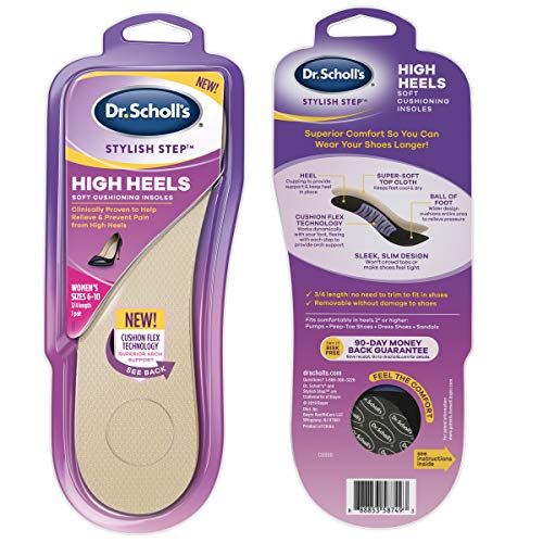 Dr. Scholl's Plantillas acolchadas suaves para tacones altos, demostradas para ayudar a prevenir el dolor en los tacones altos (para mujer 6-10), Espuma suave., Embalaje nuevo., 1
