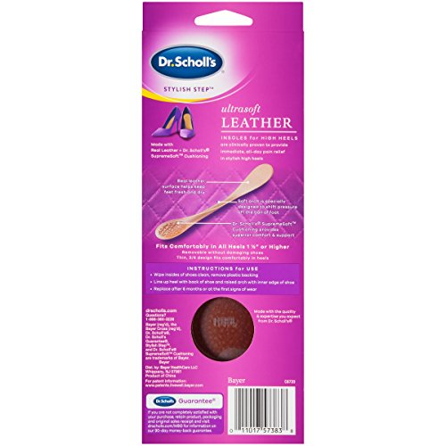Dr. Scholl's Plantillas de piel ultrasuave para tacones altos (Mujer 6 – 10) // Alivio del dolor de talón alto más una superficie de cuero real