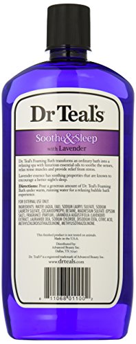 Dr Teal's Pure Epsom - Baño espumoso para calmar y dormir con lavanda, 1 litro