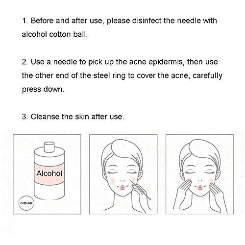 Drametree Celda Abrazadera Recoger Acné Acné Acné Aguja Acné Aguja Espinilla Eliminación Exprimir Acné Tabletas Grasas Herramientas de belleza de seguridad hechas de acero quirúrgico de grado dermatól