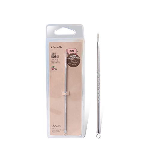 Drametree Espinilla profesional y removedor de manchas Acné de doble cabeza Acné puntiagudo Espinilla de acero inoxidable Acné cerrado Boca cerrada Aguja del acné Solo palillo del apretón del acné, 2p