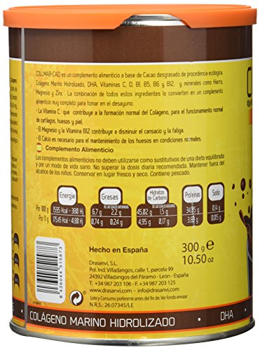 Drasanvi Collmar Cao Colágeno Marino Hidrolizado con Cacao, DHA, Magnesio y Calcio - 300 gr