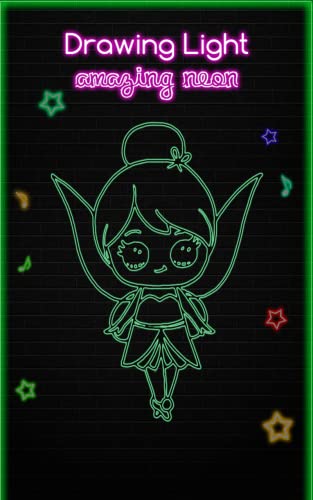 Draw Neon Glow Girly Dolls Coloring Book