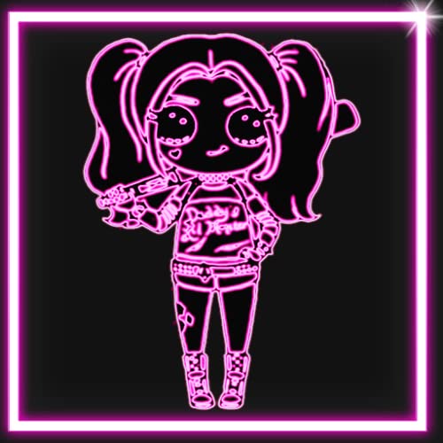 Draw Neon Glow Girly Dolls Coloring Book