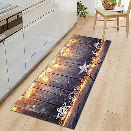 DREAMING-Navidad Cocina Sofá Alfombra Alfombra De Puerta Tira Larga Baño Alfombra Antideslizante, Alfombra para El Hogar 60 * 180cm