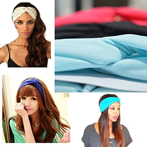DRESHOW 4 Piezas Diadema Para Mujer Turbante Bohemia Elástico Cinta Banda para El Cabello Diadema Accesorios