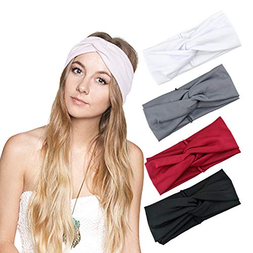 DRESHOW 4 Piezas Diadema Para Mujer Turbante Bohemia Elástico Cinta Banda para El Cabello Diadema Accesorios