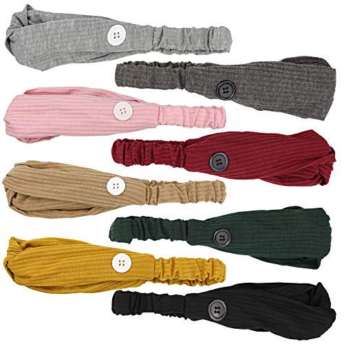 DRESHOW 8 Piezas Diadema Para Mujer Turbante Bohemia Elástico Cinta Banda para El Cabello Diadema Accesorios Para El Cabello