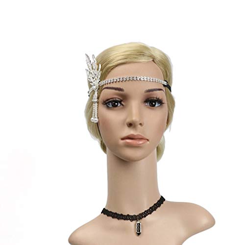 DRESHOW Art Deco 1920 Flapper Gran Gatsby Leaf Boda Nupcial Tiara Perla Diadema