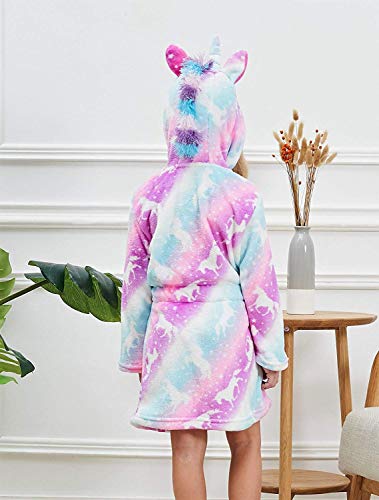 DRESHOW Suave Unicornio Albornoz con Capucha Ropa de Dormir - Regalos de Unicornio para Niñas