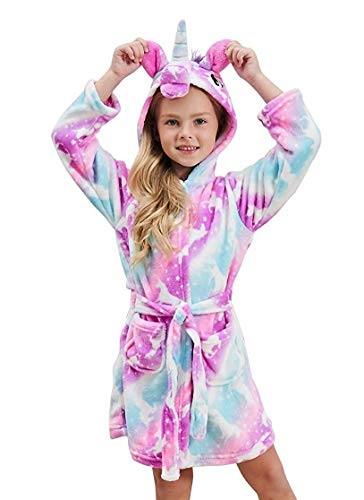 DRESHOW Suave Unicornio Albornoz con Capucha Ropa de Dormir - Regalos de Unicornio para Niñas