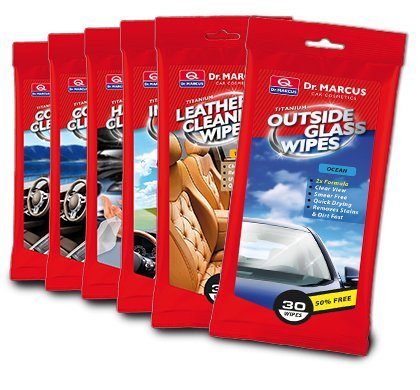 DR.Marcus Titanium Leather Clean WipesToallitas limpiadoras para el salpicadero y plástico Interior del Coche (30 toallitas)