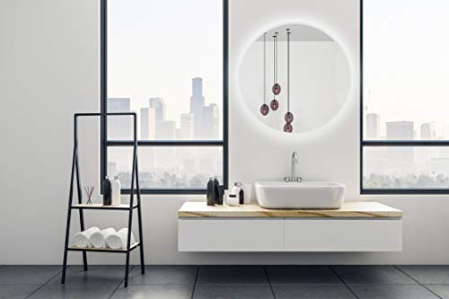 D&S Paris - Espejo de baño con iluminación LED con función antivaho, redondo, diámetro de 60 cm, luz blanca 6500 K