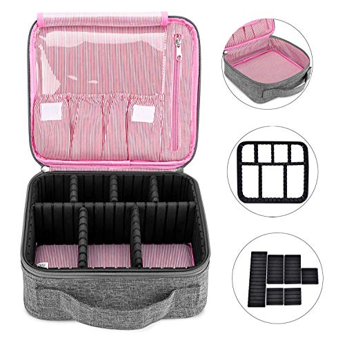 DTBG Mochila de Maquillaje profesional Bolsa de Maquillaje impermeable para Hombres y Mujeres Organizador de Cosméticos portátil Estuche para viaje Bolso de Cosméticos con divisores bolsillos, Gris