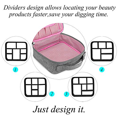 DTBG Mochila de Maquillaje profesional Bolsa de Maquillaje impermeable para Hombres y Mujeres Organizador de Cosméticos portátil Estuche para viaje Bolso de Cosméticos con divisores bolsillos, Gris